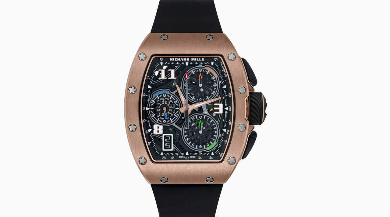 A Richard Mille watch with black belts