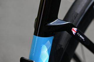 Detail of the Merida Reacto chain stays on Fred Wright's race bike