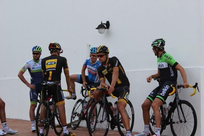 The riders congrate for the fan ride at the MTN-Qhubeka training camp.