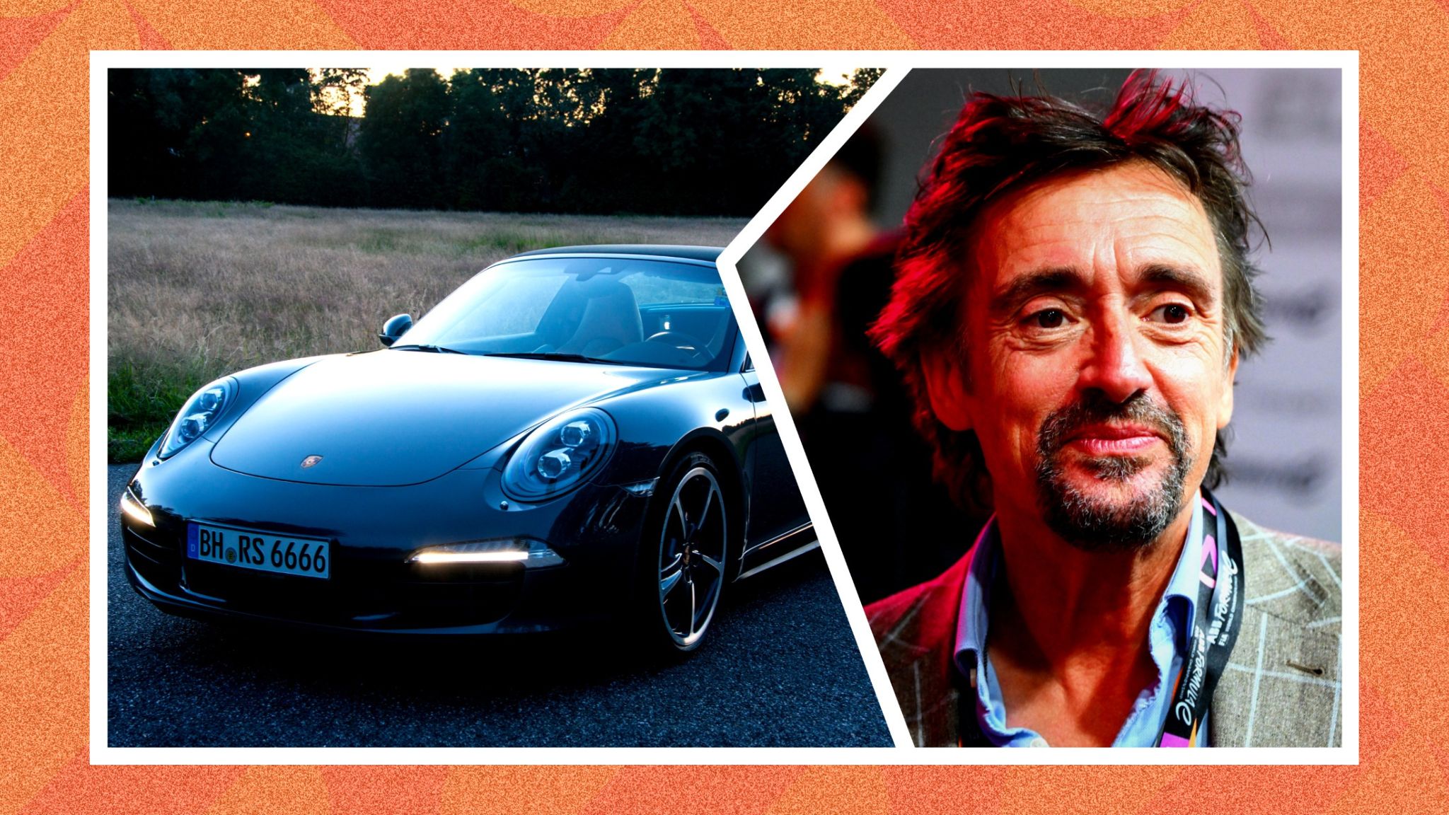 A Porsche 911 alongside TV personality Richard Hammond
