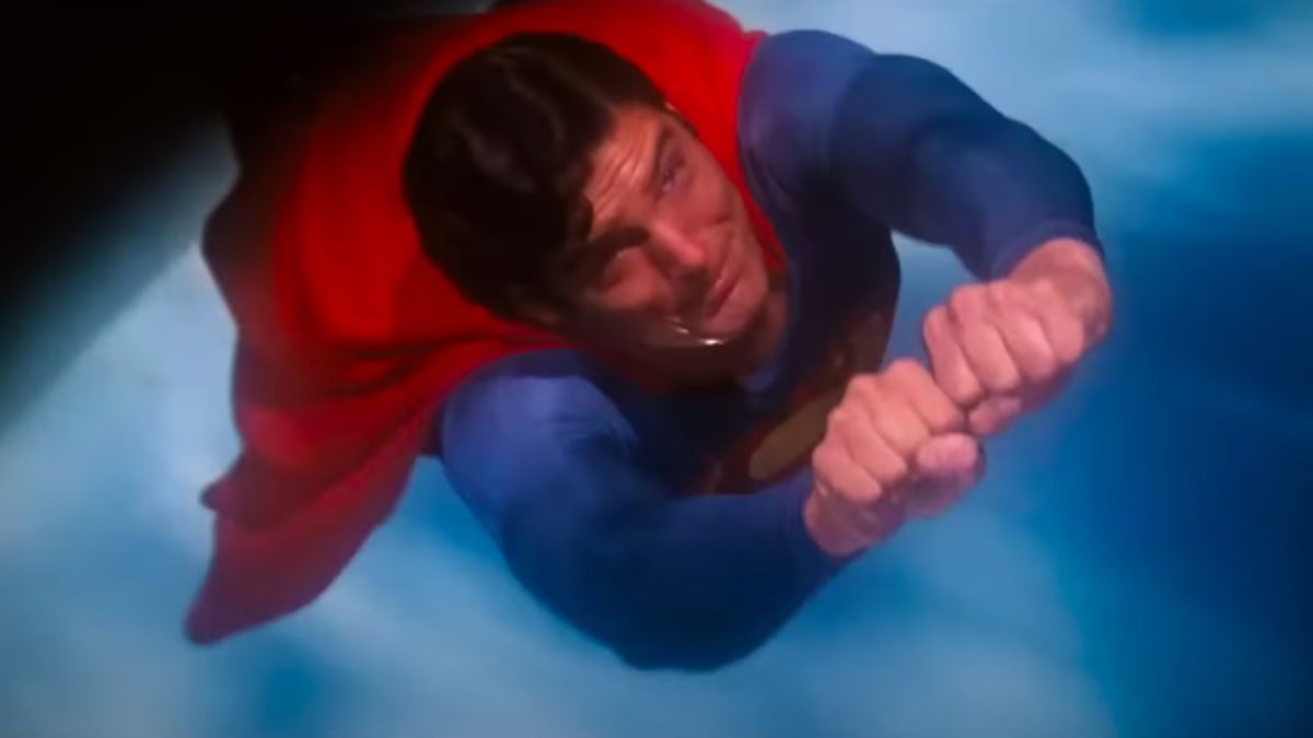 Superman reversing time flying around Earth