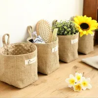 Cotton Linen Hanging Basket Storage Plant Pot Foldable Laundry Bag Home Decor | £5.66 each at eBay