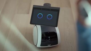Amazon's Astro robot showing eyes on its screen