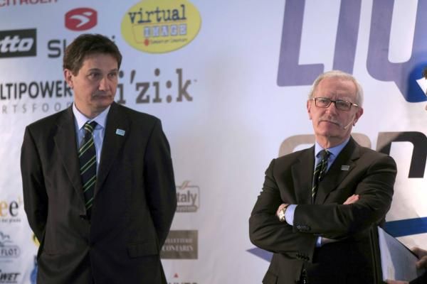 Liquigas-Cannondale manager Roberto Amadio and Liquigas Sport president Paolo Dal Lago.