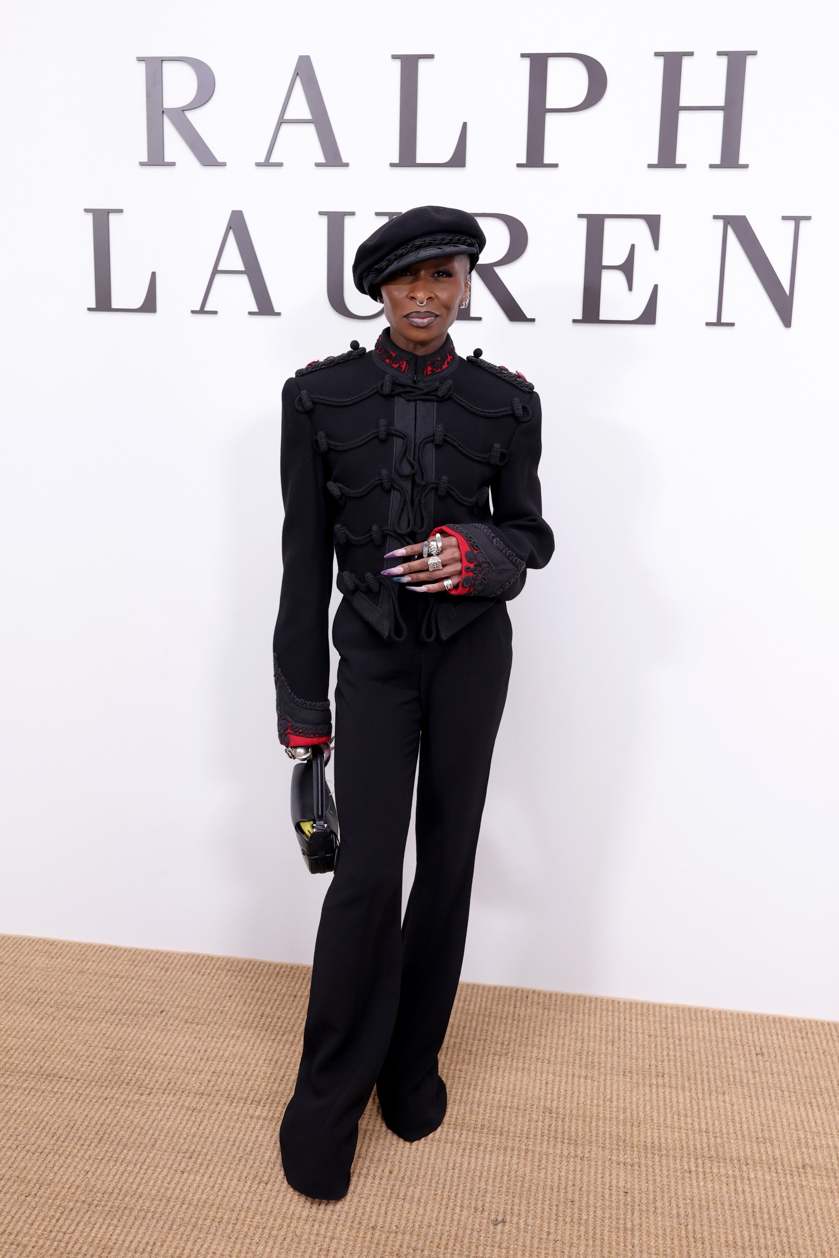 Cynthia Erivo styled the military jacket trend at Ralph Lauren's New York Fashion Week show