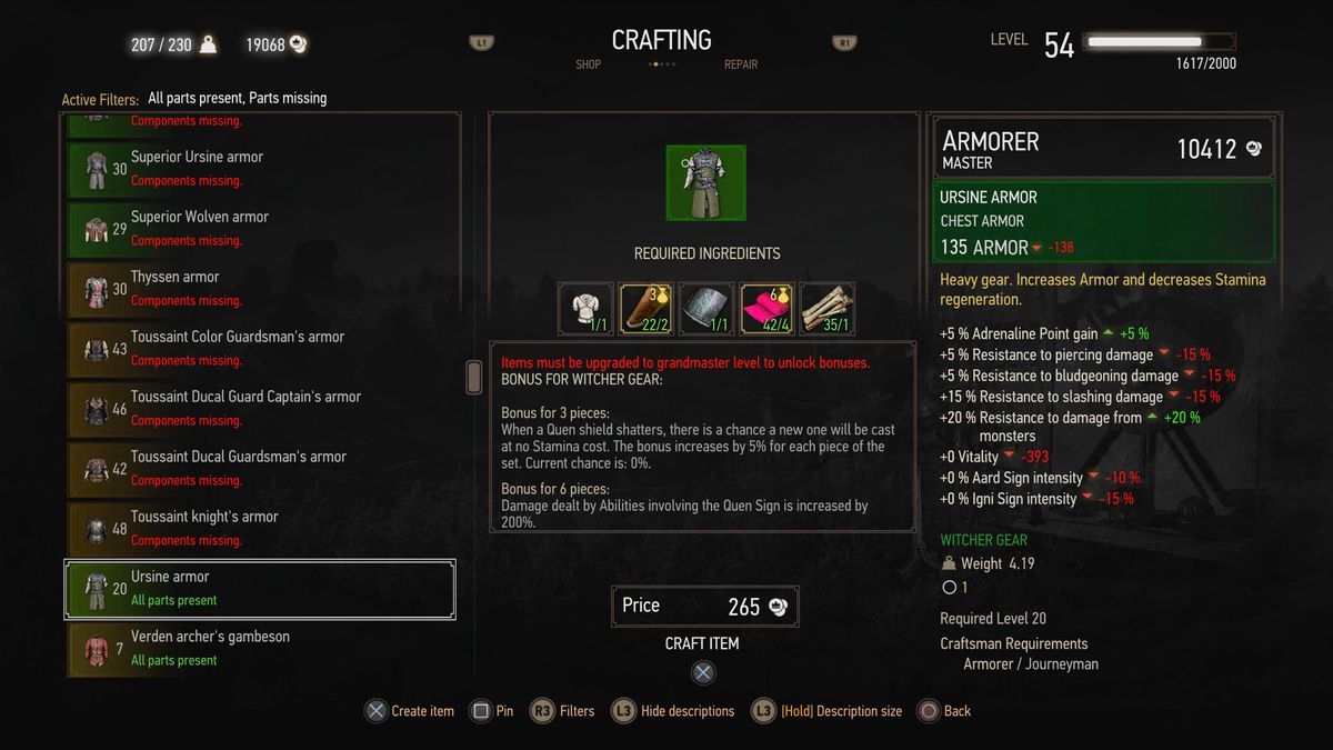 The Witcher 3 Ursine Armor: How To Get All Bear School Gear 