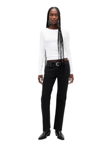 Gap Women's High Rise 90s Slim Straight Denim Jeans, Black 1, 32