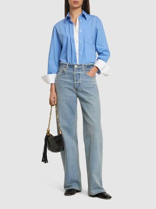 Double-Layer Cotton Poplin Shirt - Victoria Beckham - Women - Blue - 4 Uk