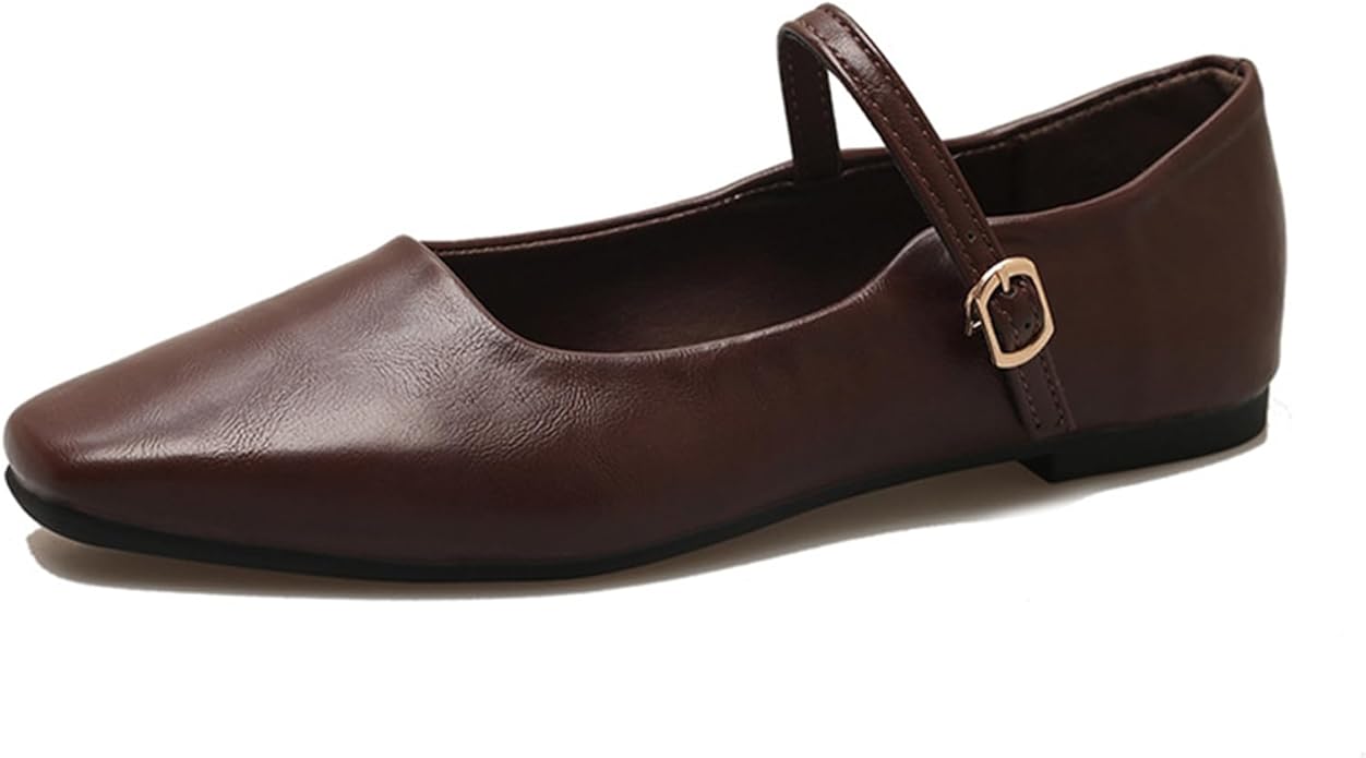 Pucepen, Square Toe Mary Jane Flats