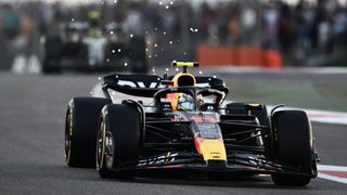 Red Bull Racing's Mexican driver Sergio Perez drives during the Abu Dhabi Formula One Grand Prix at the Yas Marina Circuit in the Emirati city on November 26, 2023. 