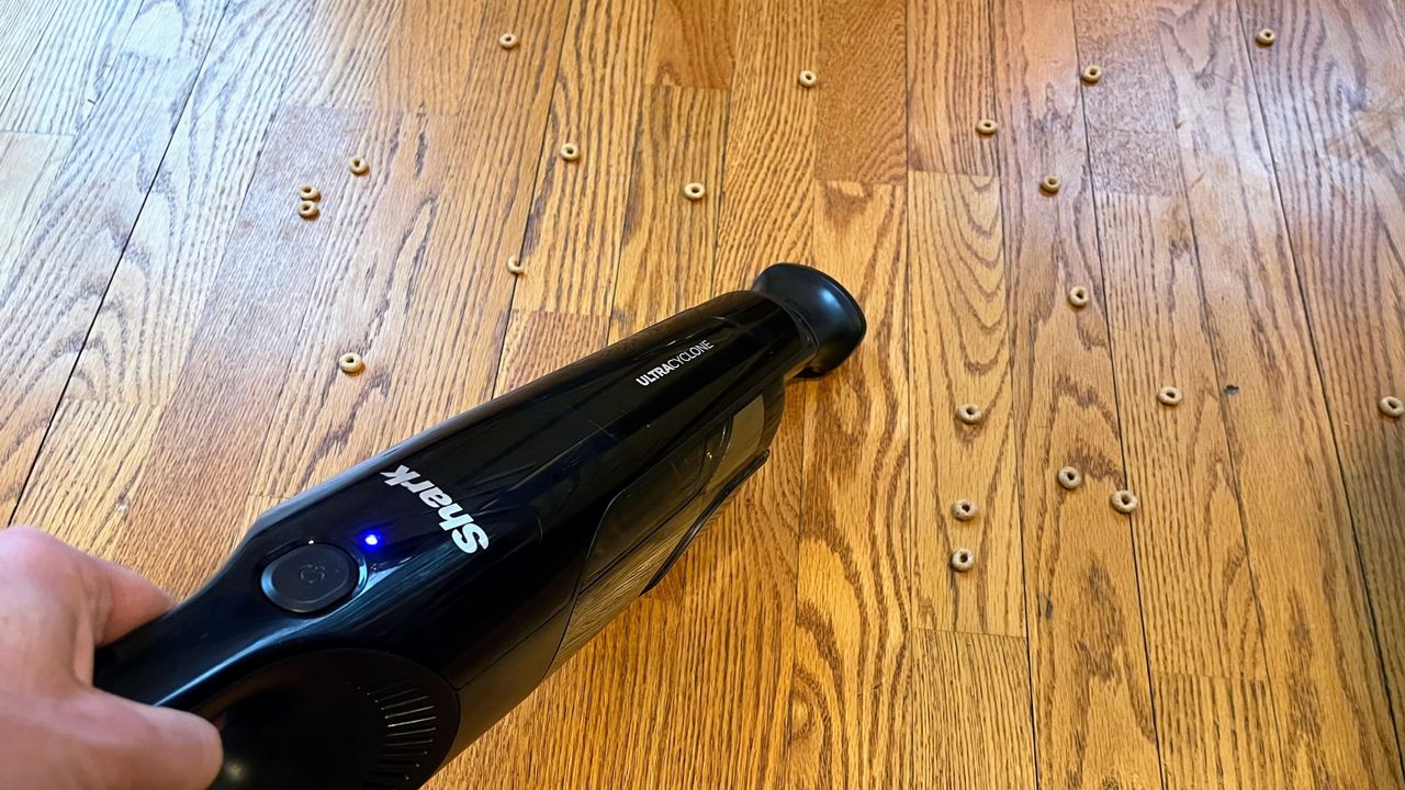 Shark Dual Cyclone Pet Pro being tested in writer's home