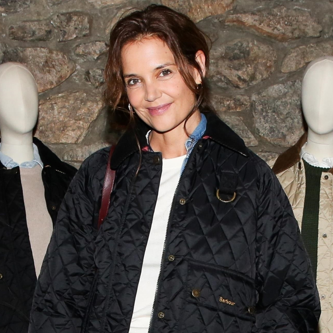 Katie Holmes brought back the barn jacket trend from fall 2024 at an upstate New York City event