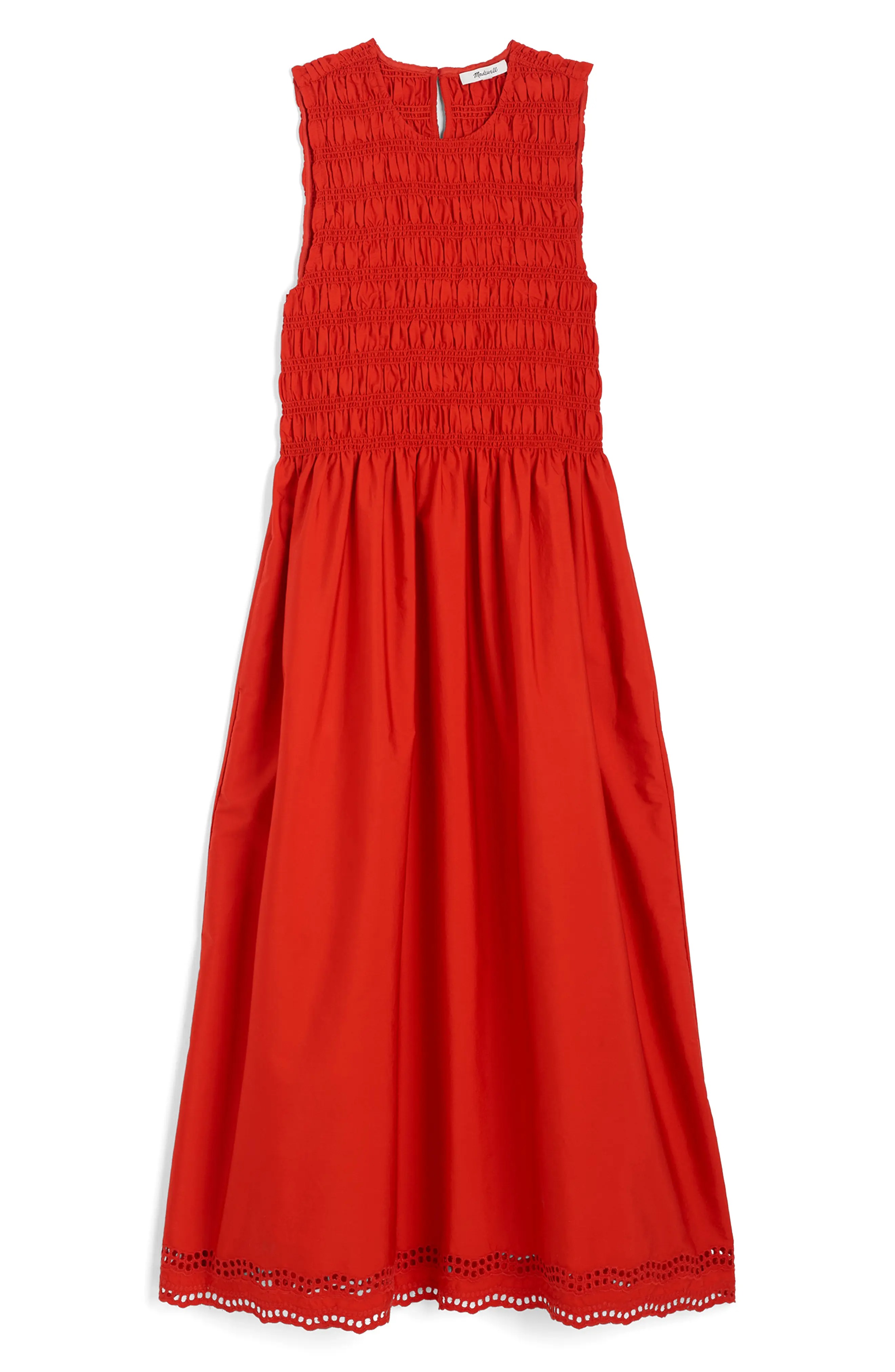 The Embroidered Melody Smocked Midi Dress
