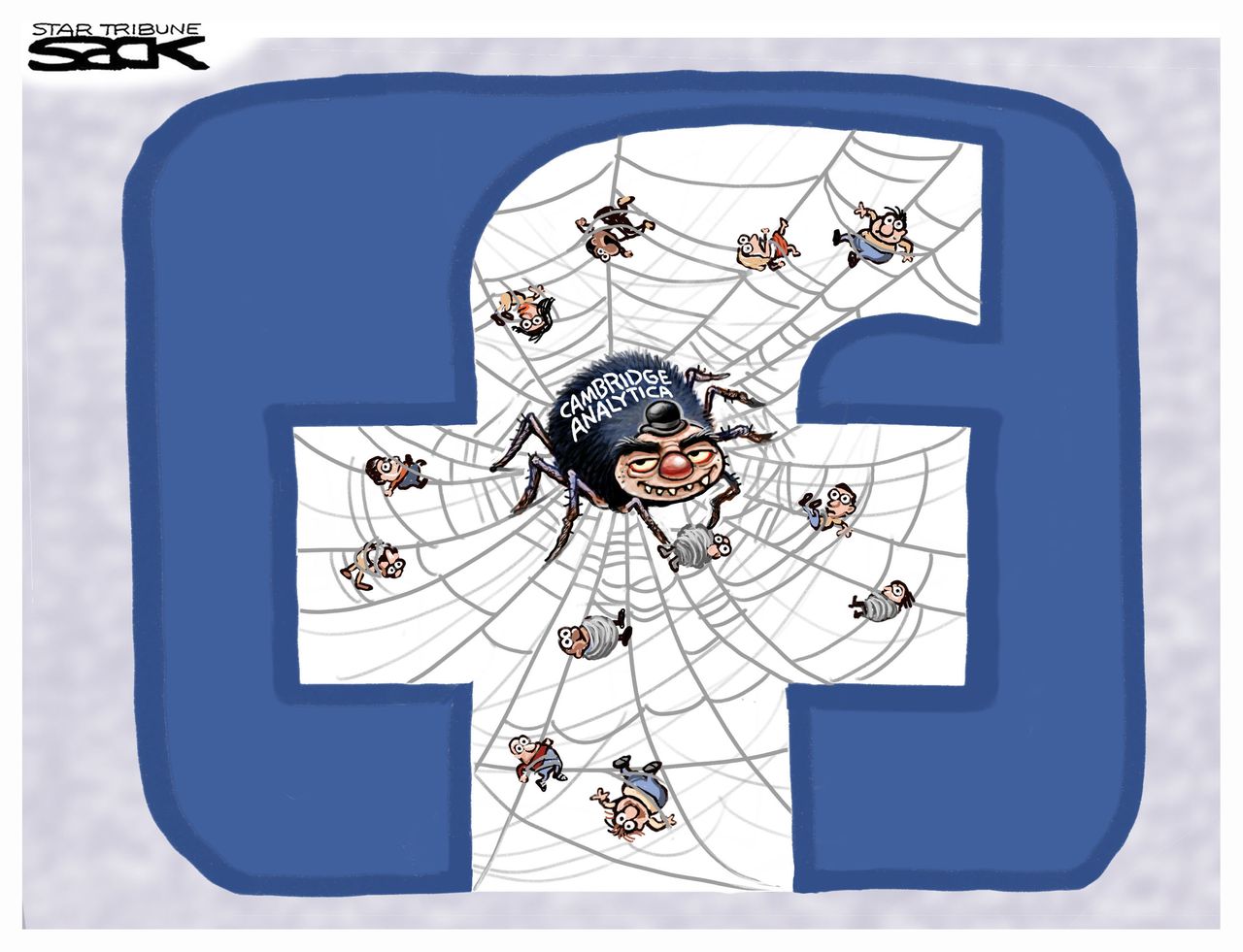 Political cartoon U.S. Facebook Cambridge Analytica data thieves