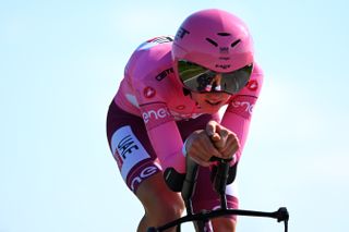Tadej Pogacar in pink on stage 14 of the Giro d'Italia 2024