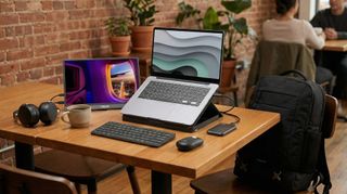 A portable tech set up. 