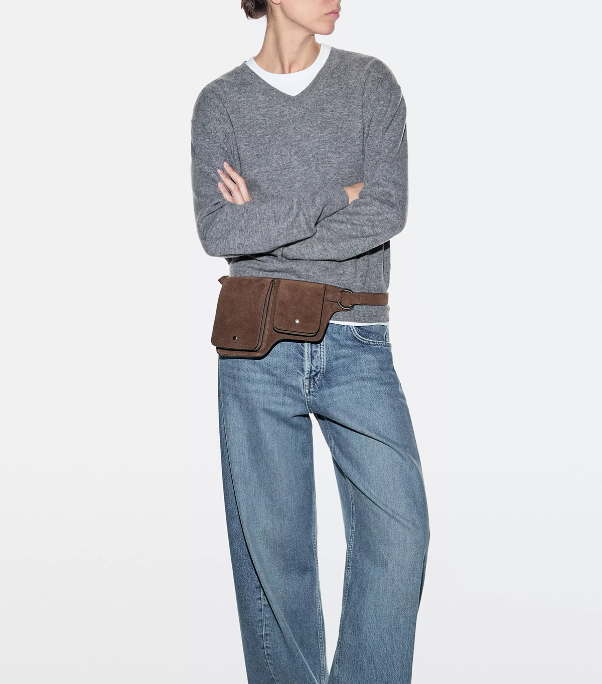 Massimo Dutti, Split Leather Double Compartment Belt Bag