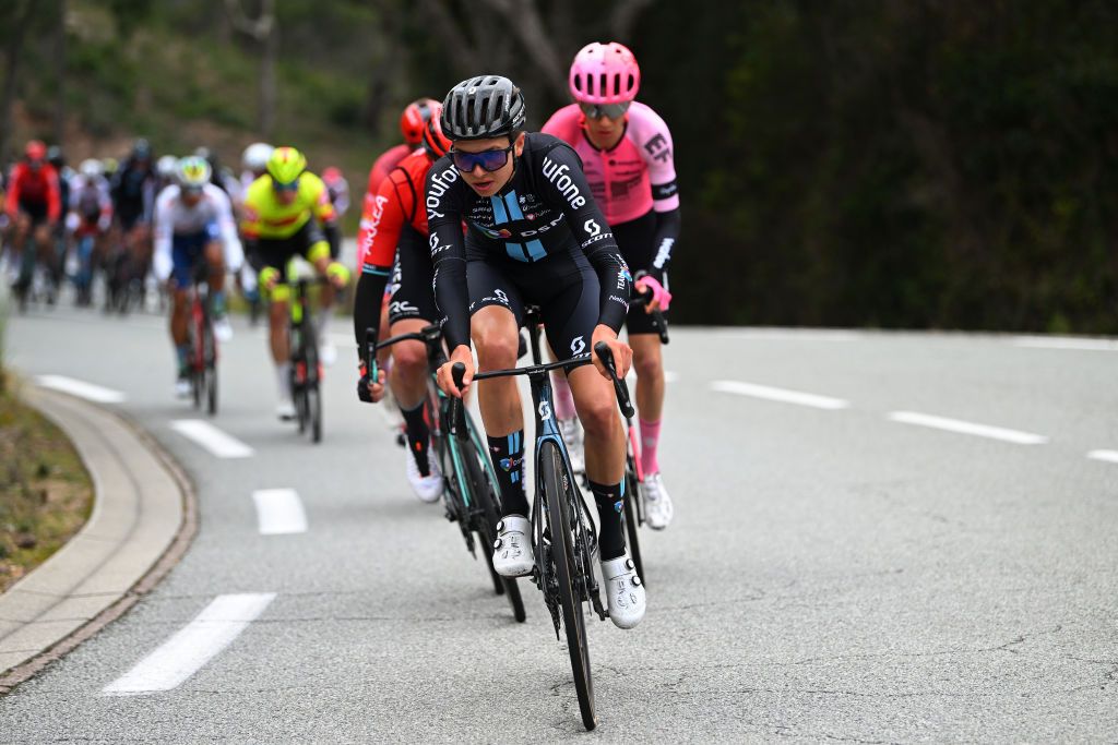 ANTIBES FRANCE FEBRUARY 18 Marco Brenner of Germany and Team DSM competes during the 55th Tour Des Alpes Maritimes Et Du Var 2023 Stage 2 a 1794km stage from MandelieulaNapoule to Antibes tour0683 on February 18 2023 in Antibes France Photo by Luc ClaessenGetty Images
