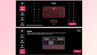 Screenshots showing how you customize the CRKD NEO S controller in CRKD's CTRL app