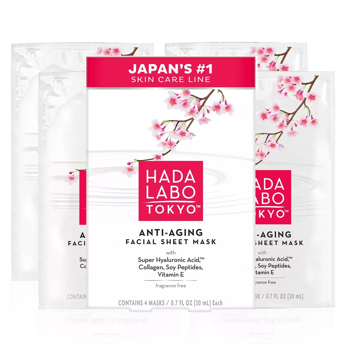Hada Labo Tokyo Anti-Aging Facial Sheet Mask, Spa Face Mask Firms U0026#38; Hydrates - 4 Ct