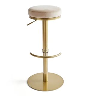 Gold and cream velvet adjustable bar stool