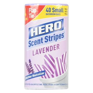 A roll of purple lavender scented trash bags