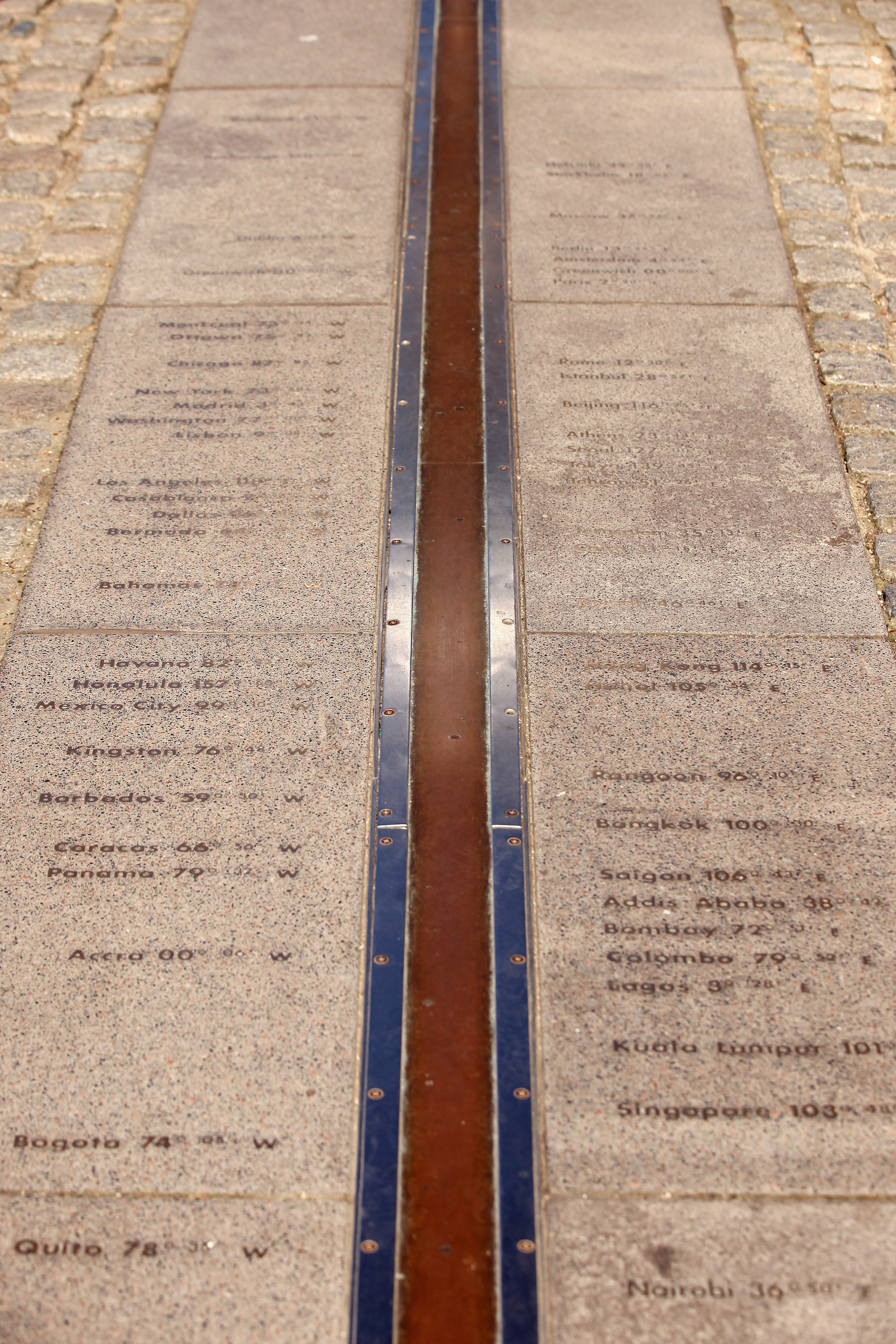 A wooden line in the middle of a stone surface