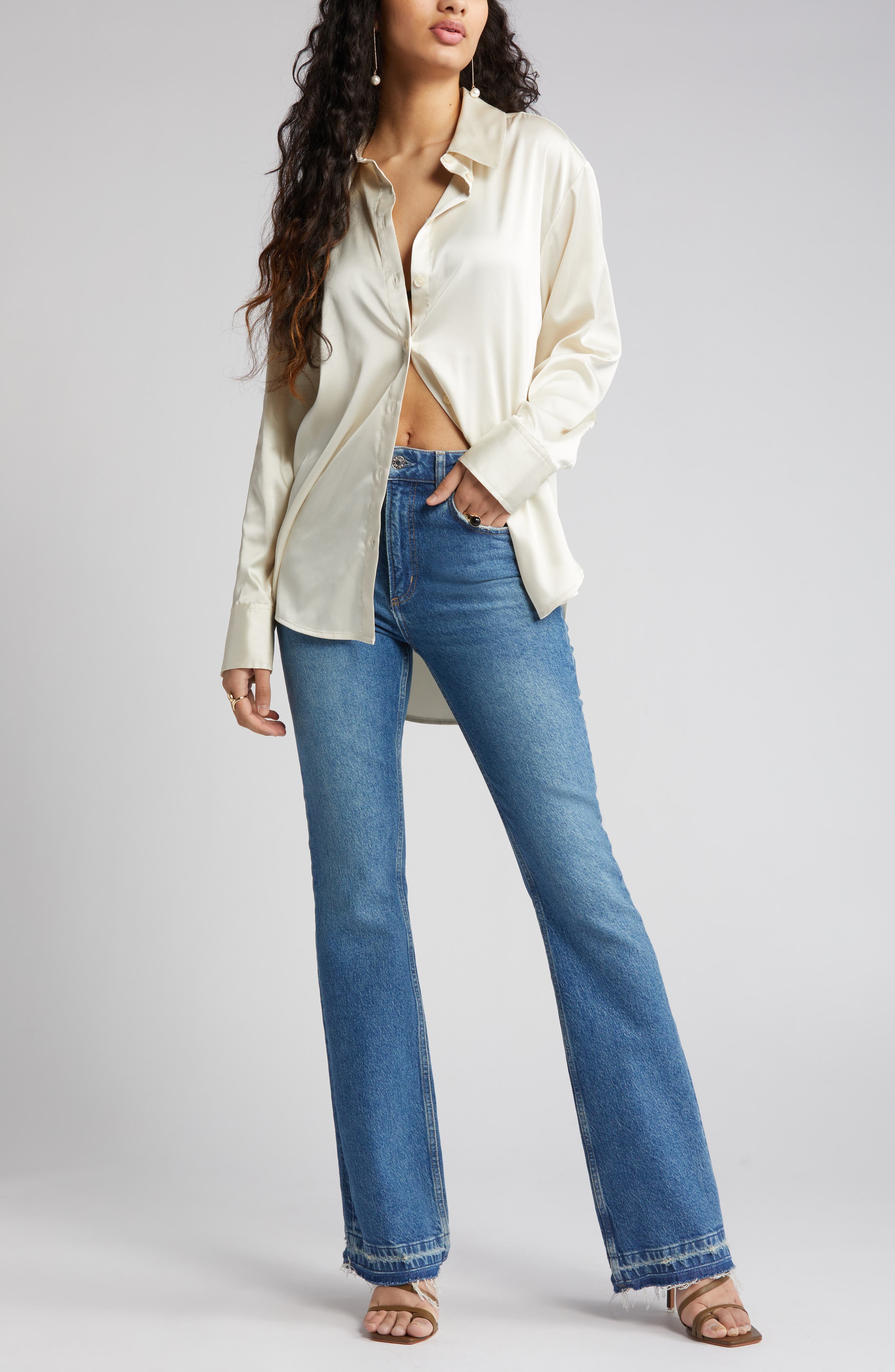 Satin Button-Up Shirt