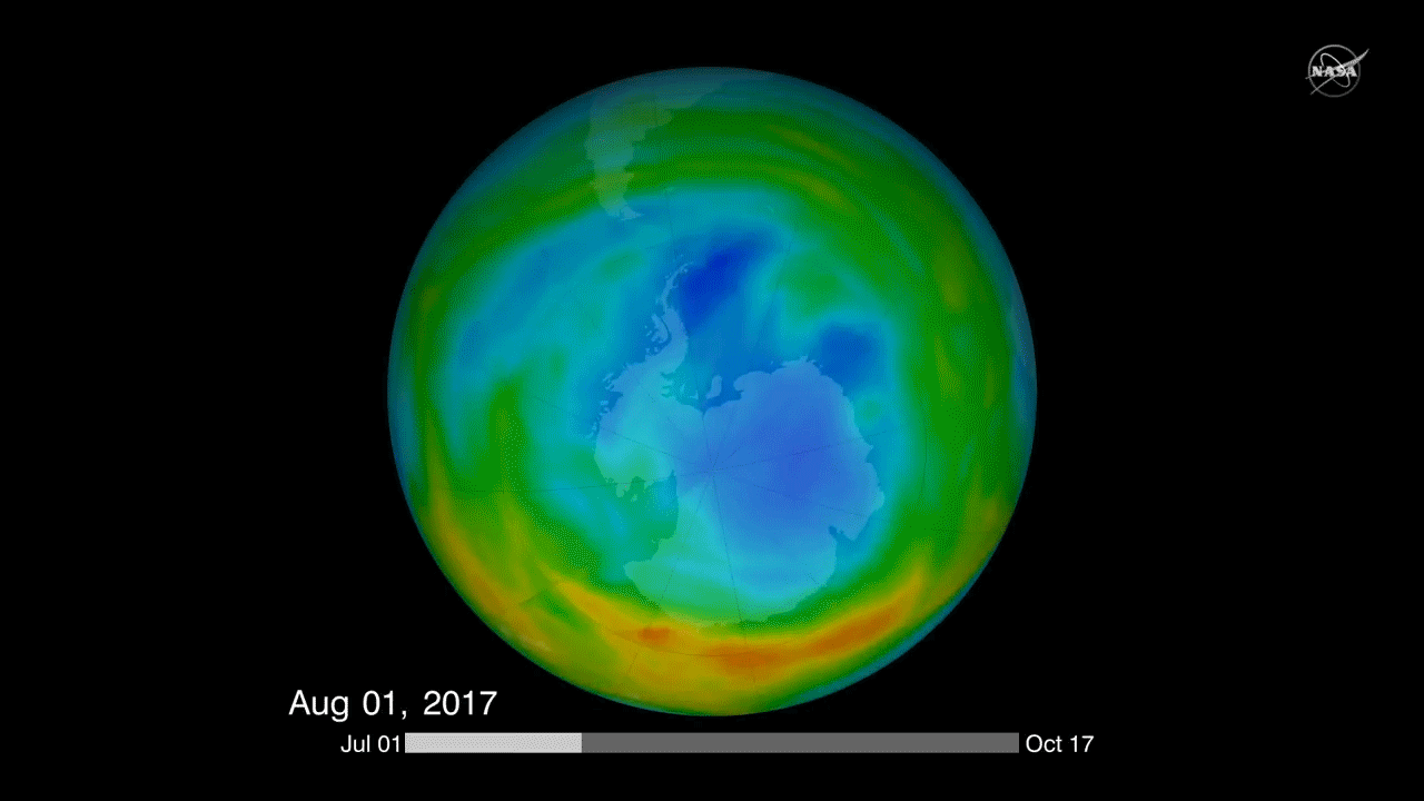 Ozone hole healing animation