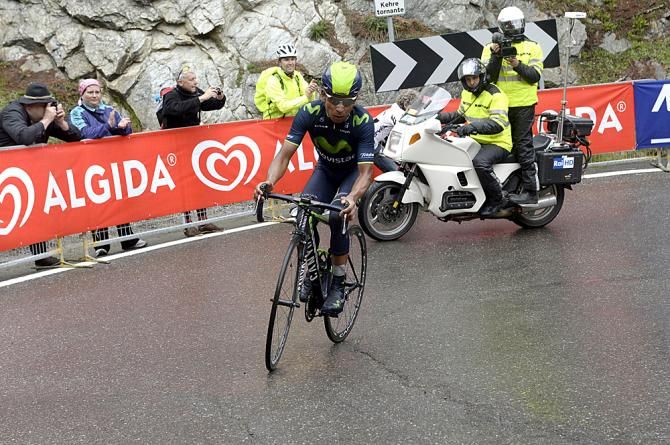 Nairo Quintana (Movistar) attacked and then soloed to the stage 16 win