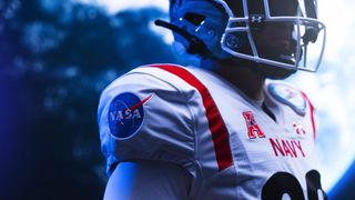 The uniforms the U.S. Naval Academy will wear in the 2022 Army-Navy game feature many iconic NASA logos.