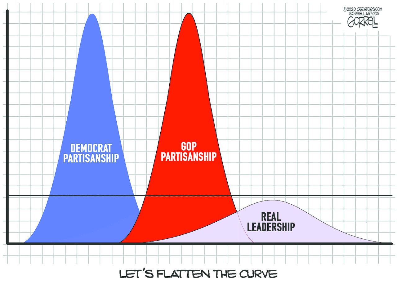 Political Cartoon U.S. GOP dems no bipartisanship flatten leadership