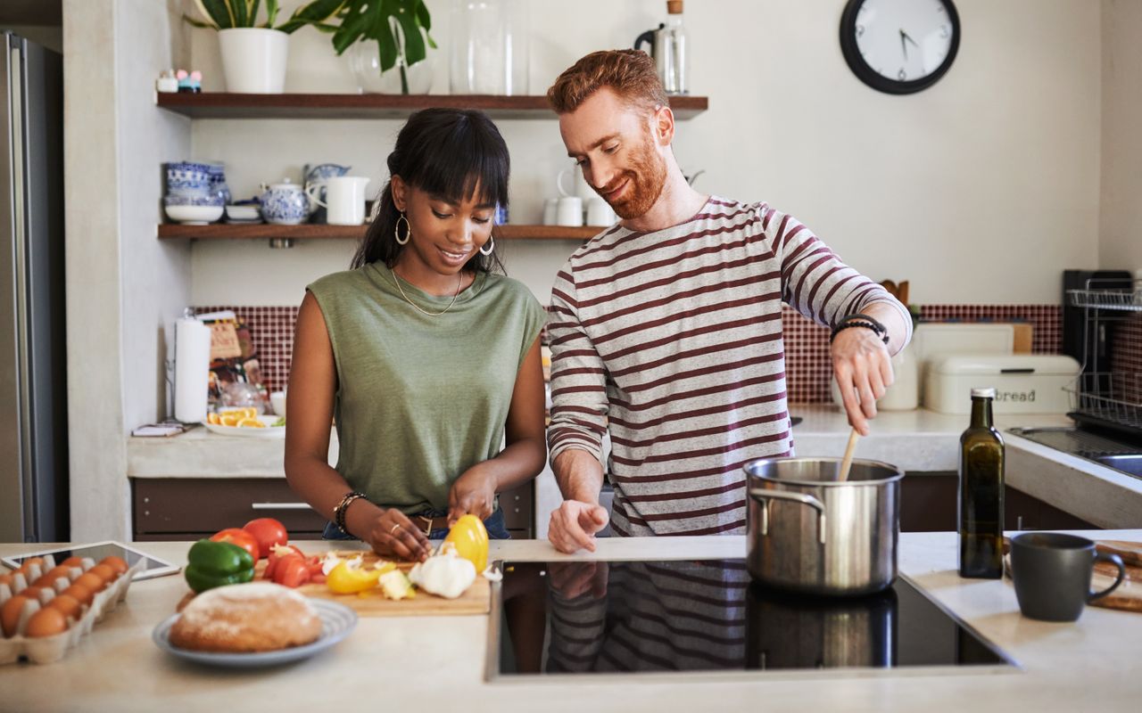 Couple preparing a vegan meal