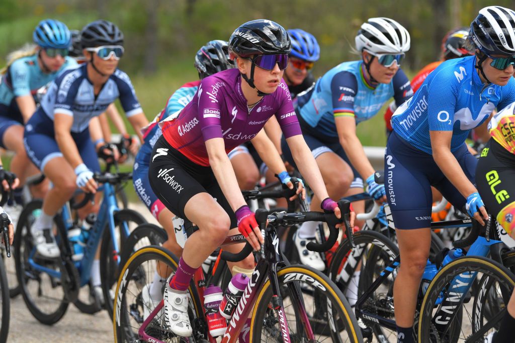 LAGUNAS DE NEILA SPAIN MAY 23 Anna Shackley of United Kingdom and Team SD Worx during the 6th Vuelta A Burgos Feminas 2021 Stage 4 a 1216km stage from Quintanar de la Sierra to Lagunas De Neila 1870m VueltaBurgos BurgosFem UCIWWT on May 23 2021 in Lagunas De Neila Spain Photo by Luc ClaessenGetty Images