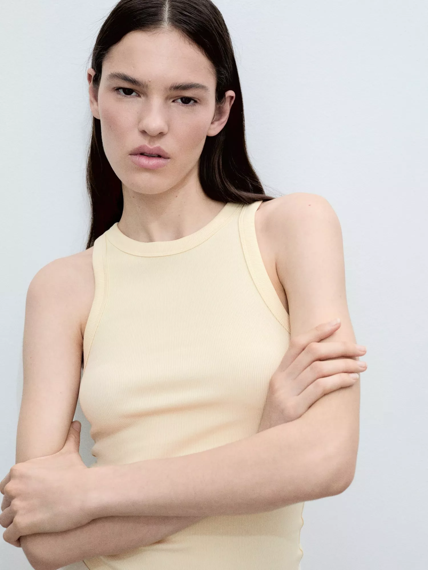 Mango Boni Slim Fit Tank, Yellow