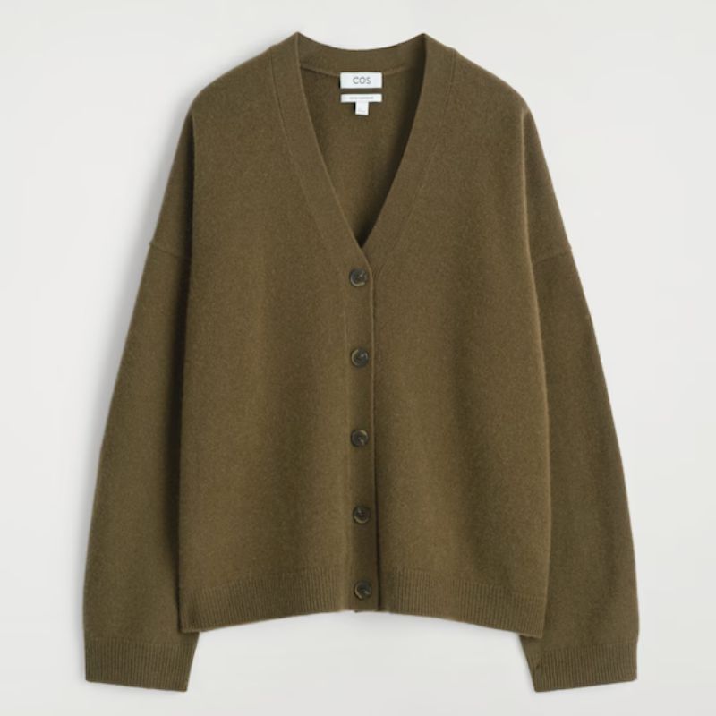 COS, khaki cardigan