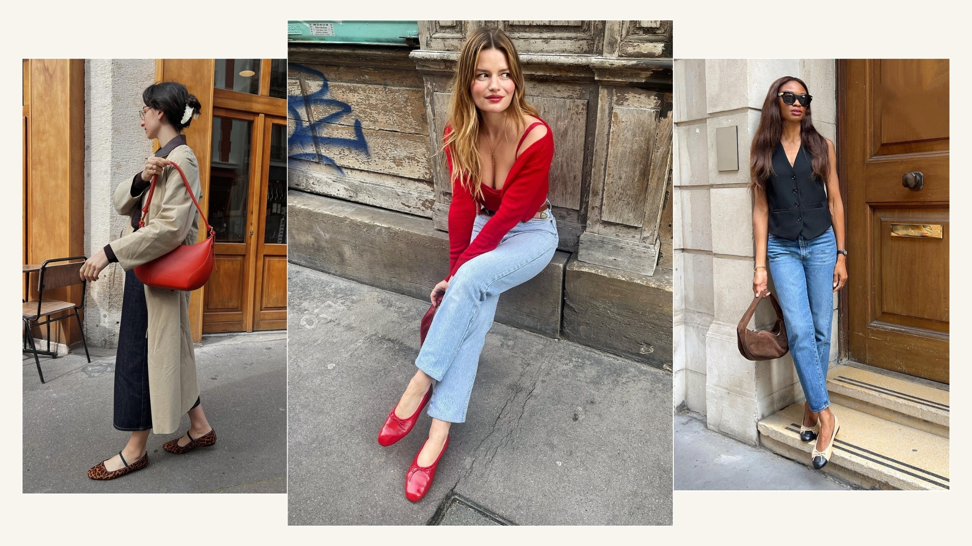 Pia, Sabina and Lorna wear cropped jeans and ballet flats in Paris