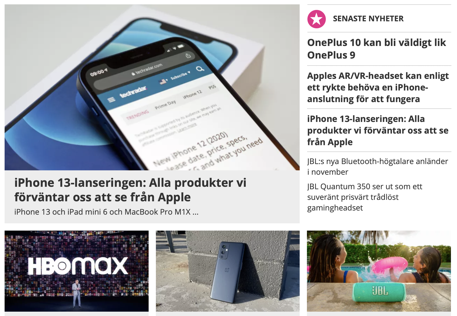 TechRadar Sverige startsida