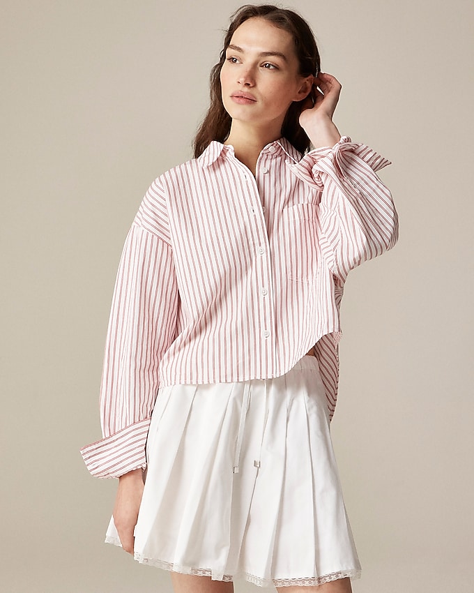 Étienne Cropped Button-Up Shirt in Stripe