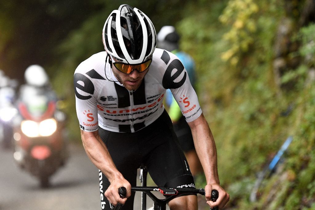 Team Sunweb rider Switzerlands Marc Hirschi rides ahead during the 9th stage of the 107th edition of the Tour de France cycling race 154 km between Pau and Laruns on September 6 2020 Photo by AnneChristine POUJOULAT AFP Photo by ANNECHRISTINE POUJOULATAFP via Getty Images