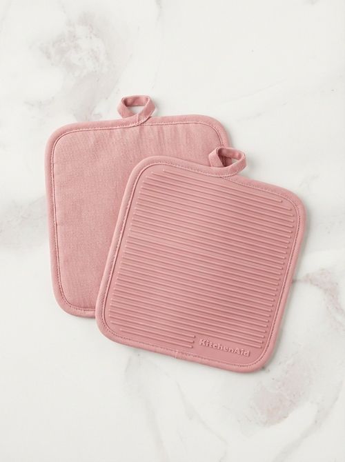 Ribbed Soft Silicone Pot Holder 2-Pack Set