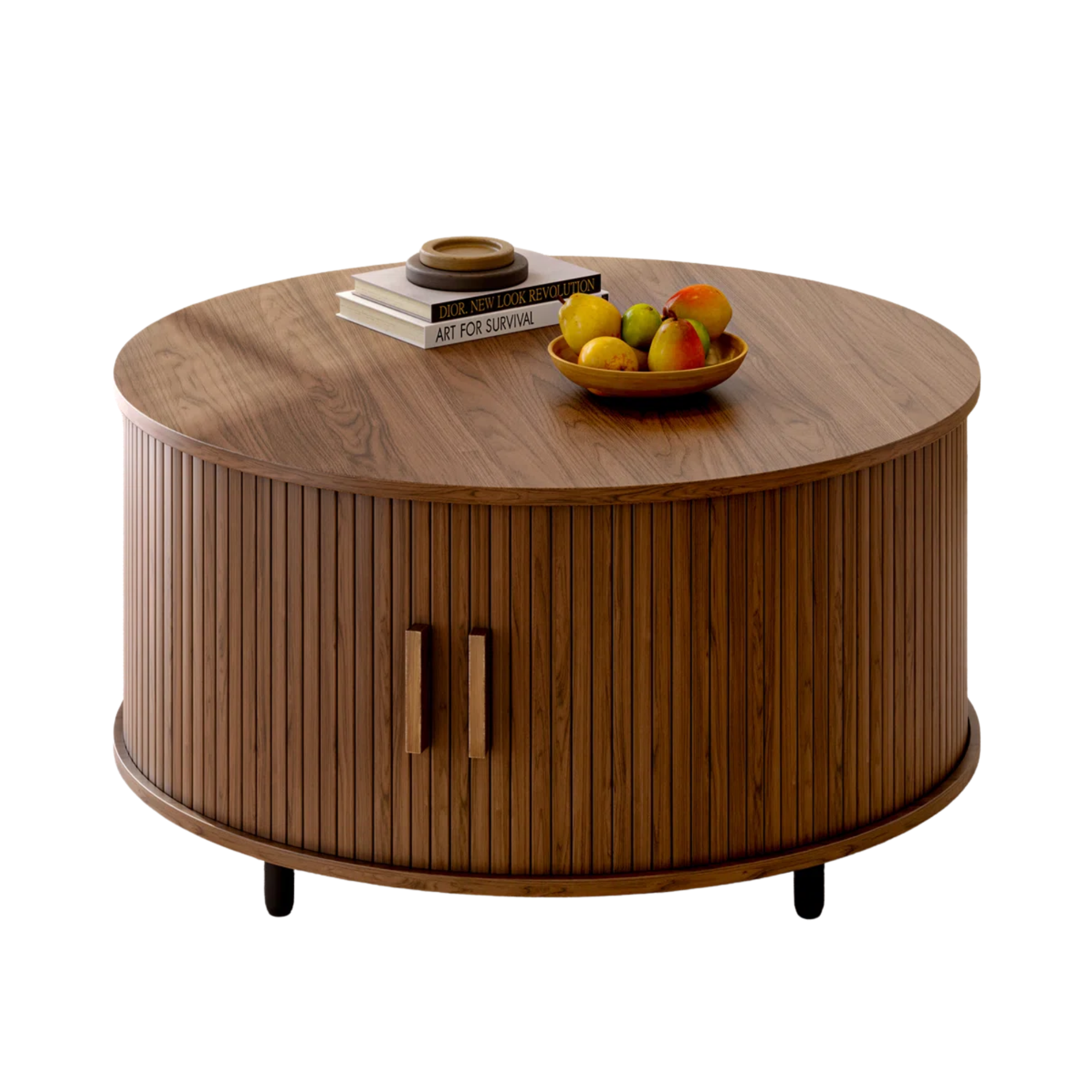 a round wood coffee table