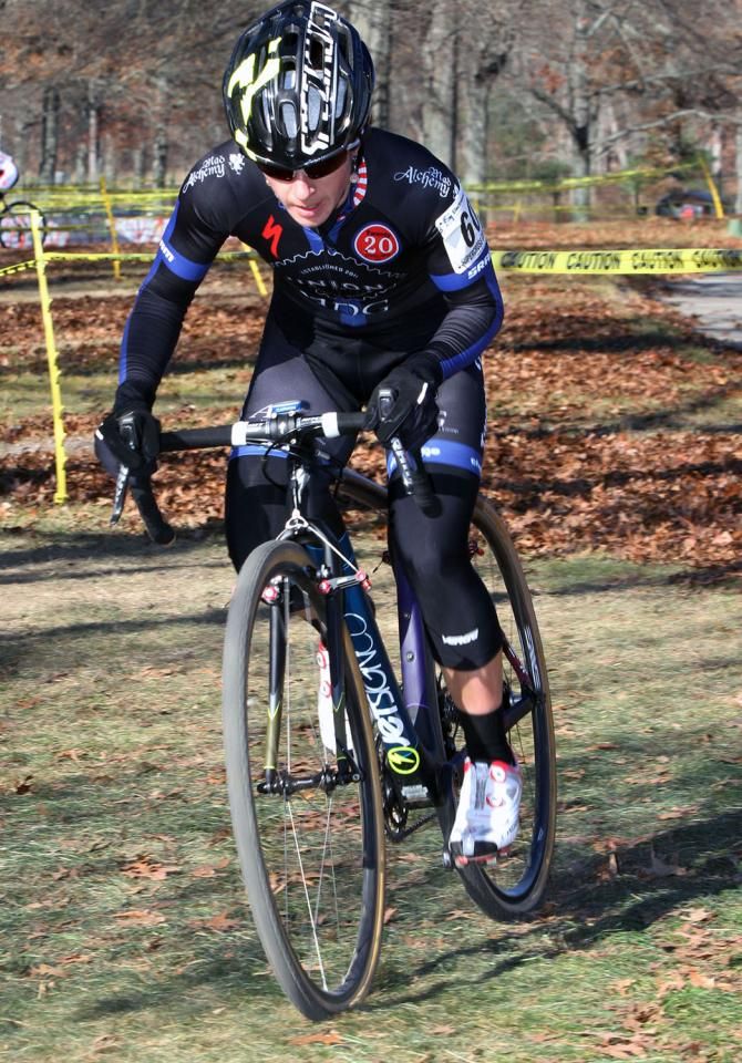 Pulling away and making a place of her own, Arley Kemmerer (C3-Twenty20 Cycling) takes the lead at Super Cross Cup 1