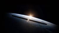 A rendering of one of SpaceX's planned "Starmind" AI satellites in orbit.