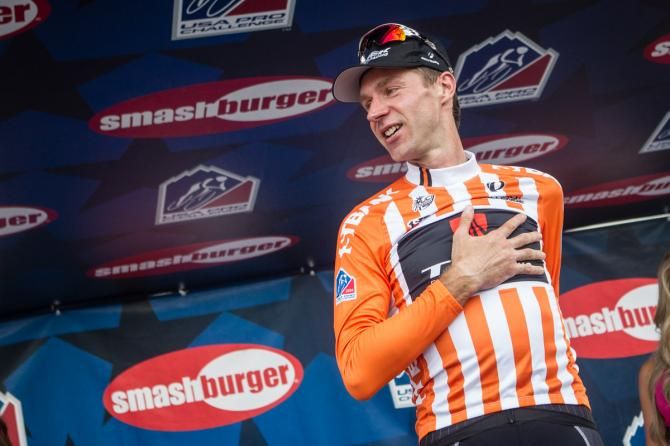 Jens Voigt (Trek) seemed touched to take home the most aggressive rider's jersey