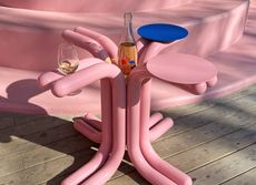 A pink abstract wine table