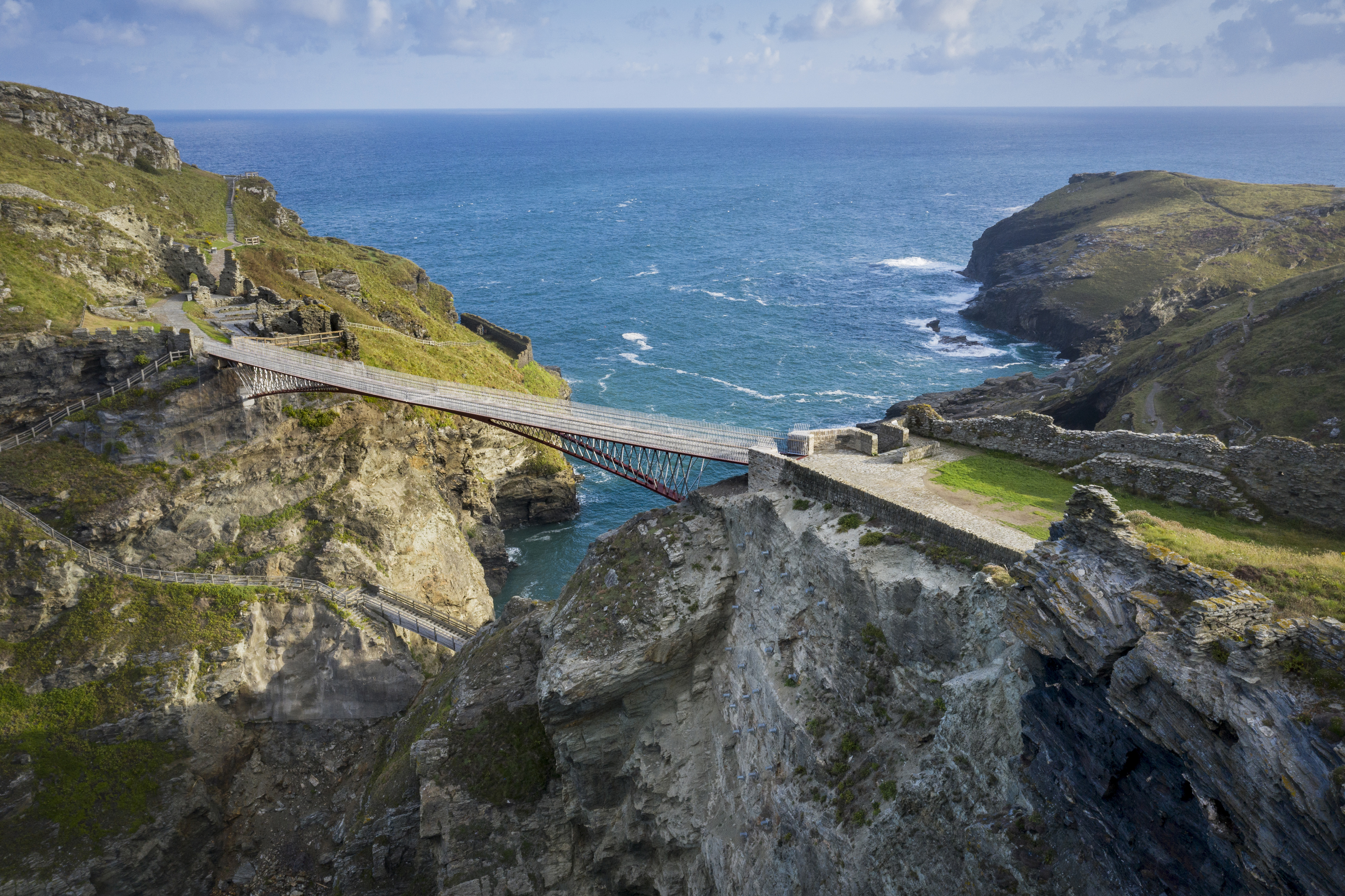 The new footbridge at Tintagel Castle, Cornwall.