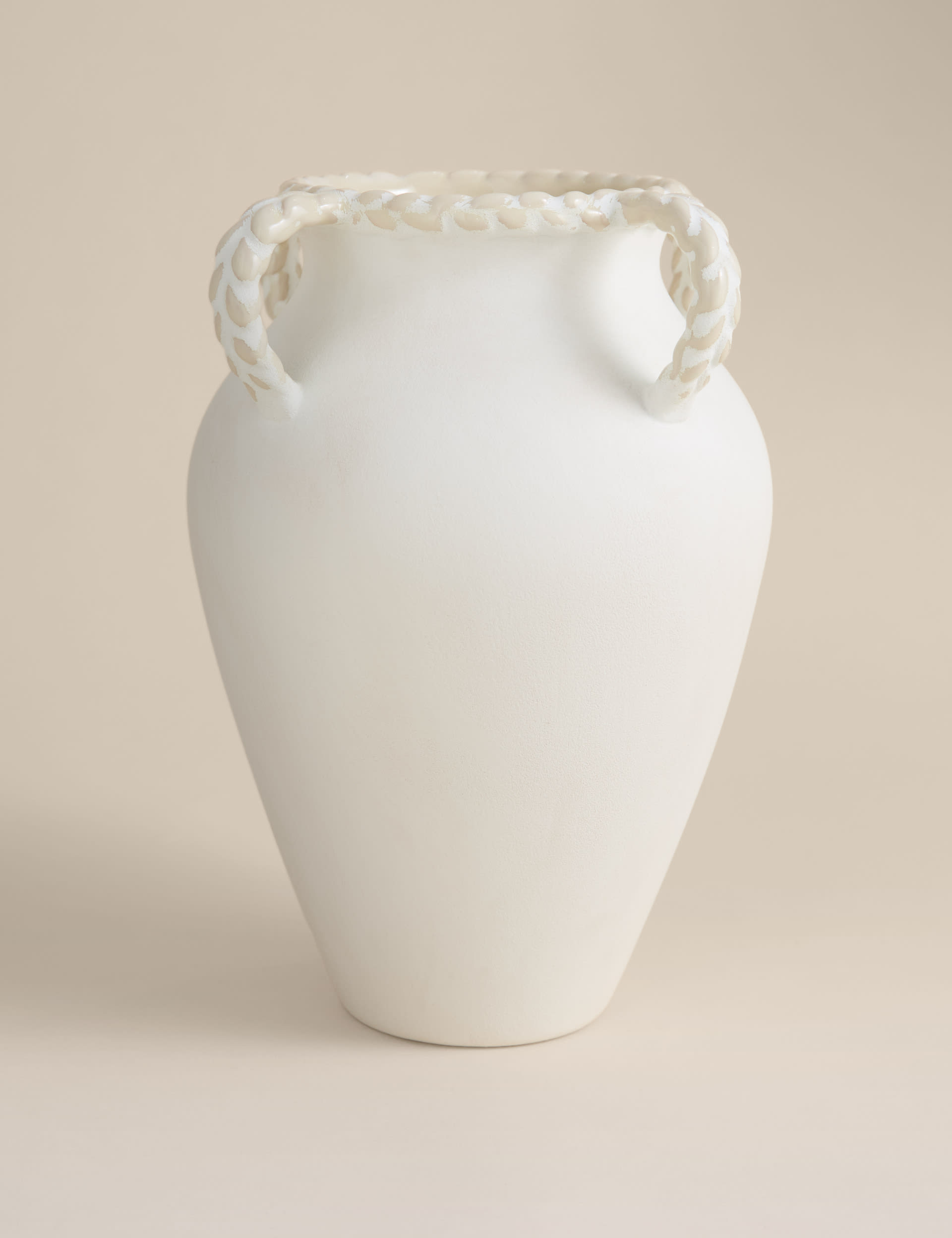 Large Twist Handle Ceramic Vase