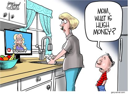 Political cartoon U.S. Trump Stormy Daniels hush money