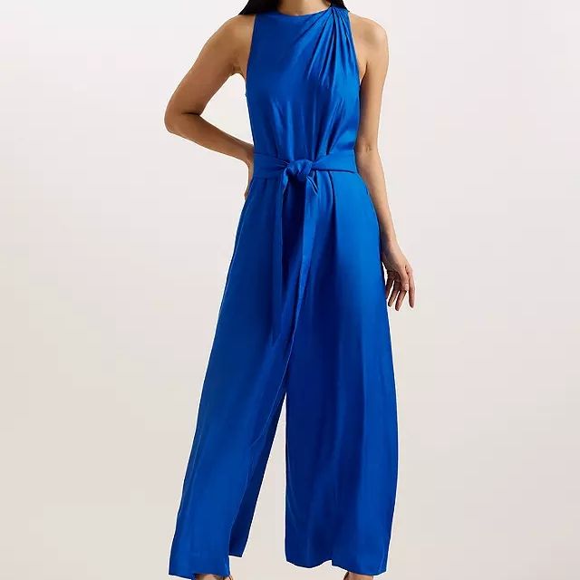 SHEIN Tall Women Solid Color Loose One-Piece Summer Beach Jumpsuit With